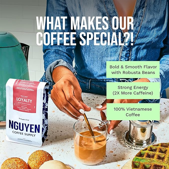 Nguyen Coffee Supply - Loyalty Signature Robusta & Arabica Blend: Medium Roast Premium Whole Coffee Beans, Vietnamese Single Origin, Direct Trade, Roasted in Brooklyn [12 oz Bag]