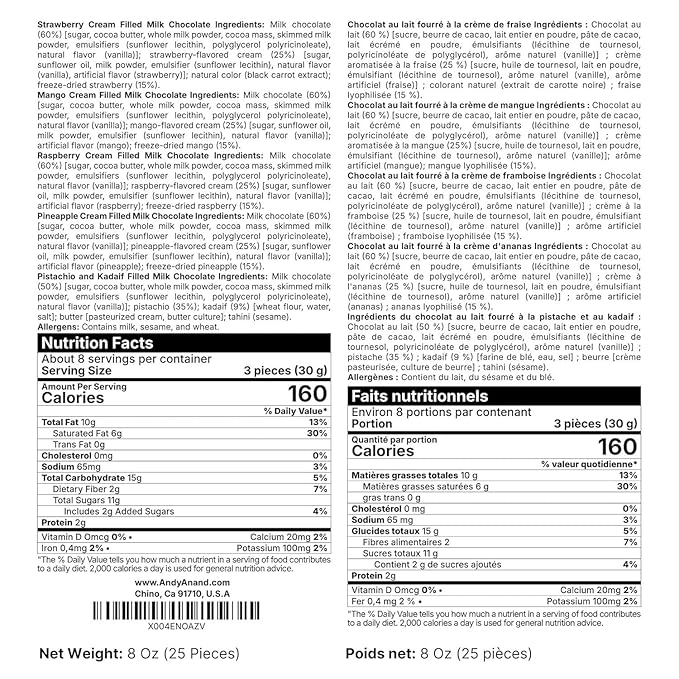 Andy Anand Chocolatier Belgian Chocolate Truffles - 25 Pcs Parisian Chocolate Truffles Gift Box With Mango, Pistachio, Pineapple, Raspberry & Strawberry, Decadent Belgian Truffles (25 Pcs, 8 Oz)