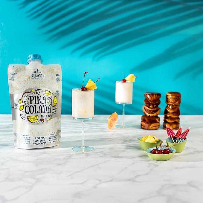 Lt. Blender's Pina Colada in a Bag – Pina Colada Drink Mix - Each Bag Makes 1/2 Gallon of Slushie Pina Coladas – Cocktail Mix - Make a Cocktail, Wine Slushie or Mocktail - (Pack of 5)