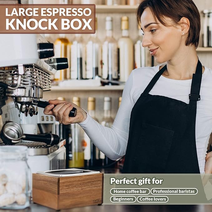 Knock Box | Large Capacity Espresso Knock Box | Non-Slip Base Knock Box Espresso | Coffee Knock Box | Shock Absorbant Espresso Knock Box and tamp station | Knock box for espresso coffee grounds