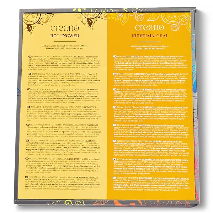 Creano Organic Herbal Tea Gift Set - 45 Organic Tea Bags in 9 Different Varieties - 90 g - Novelty 2023