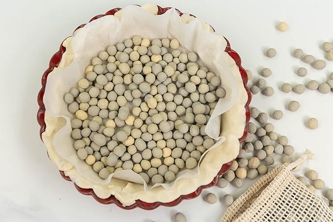 Jefferson Street Ceramics - Made in USA - Ceramic Pie Weights - Natural Clay Beads for Baking Blind Crust - 2.4 lbs with Mesh Bag