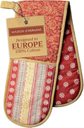 Maison d' Hermine Double Oven Mitts 100% Cotton 7"x35" Double Oven Mitt Heat Resistant BBQ Cooking Gloves with Loop, Baking, Grilling, Home, Kitchen, Handling Hot Pans (Sofia)