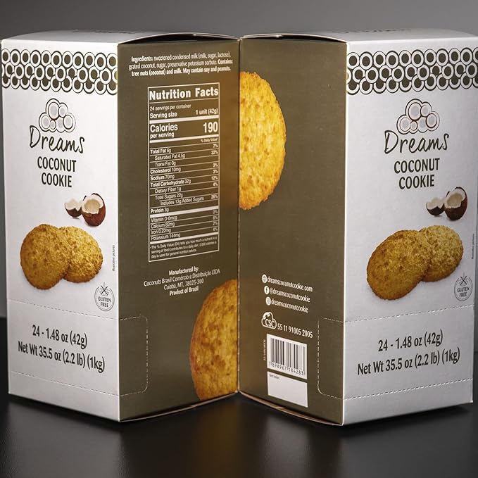 Dreams Coconut Cookies with Peanuts – Healthy, Gluten-Free & Protein Snack | Soft Macaroons | Pack of 4 (1.48oz Each), Total 5.92oz / 168g