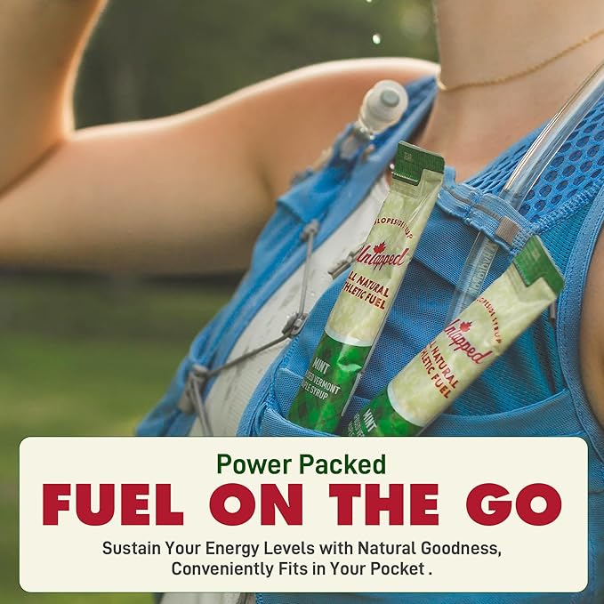 UnTapped Mint Maple Syrup Energy Gels 20 Gels | Organic Pure Vermont Maple Syrup with Real Mint | Gluten-Free, Low Glycemic | Natural Fuel for Running, Cycling & Endurance