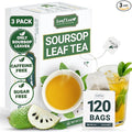 LeafLea 120 Soursop Tea Bags, from 100% Natural Pure Soursop Graviola Leaves, Improve Digestion, Support Healthy Skin & Sleep, Herbal Tea Caffeine-free, Hojas De Guanabana Tea, Non-GMO, Pack of 3