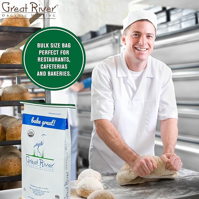 Great River Milling Lily White Organic All-Purpose Flour | Unbleached & Unbromated | Non-GMO, Kosher | Ideal for Bread, Cookies, Cakes, Pizza Dough & Everyday Baking | 50 Lb