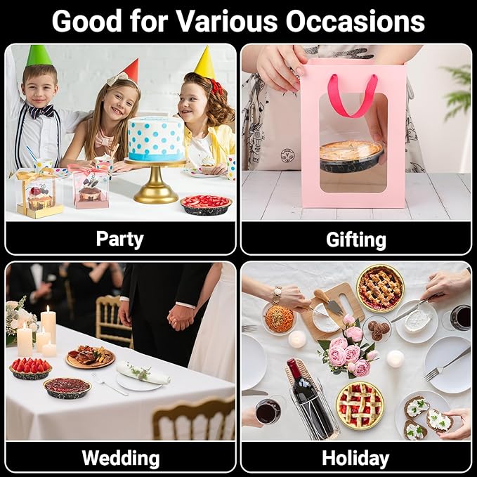 EUSOAR Disposable Ramekins, 50pcs 10oz/275ml Muffins Liners Aluminum Foil Baking Cups with Lids, Round Cake Pans Cheesecake Container Flan Pie Tart Brownie Holders for Bakery Wedding Birthday Party