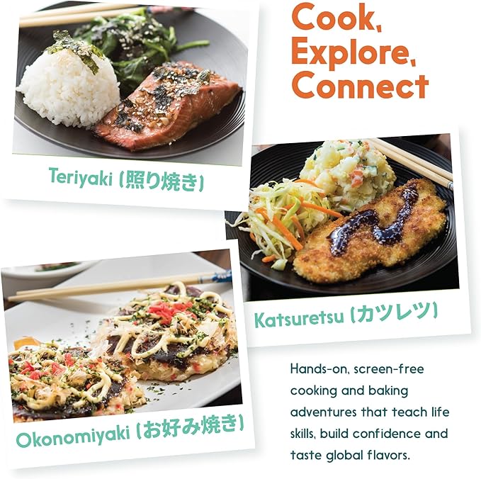 eat2explore Cooking Kits for Kids – Interactive & Educational Kids Cooking Sets Real for Ages 5 and Up,3 Recipe Cards & Global Ingredients – Fun Gift for Young Chefs (Japan Edition)