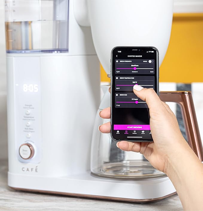 Café Specialty Drip Coffee Maker | 10-Cup Glass Carafe | WiFi Enabled Voice-to-Brew Technology | Smart Home Kitchen Essentials | SCA Certified, Barista-Quality Brew | Matte White (Renewed)