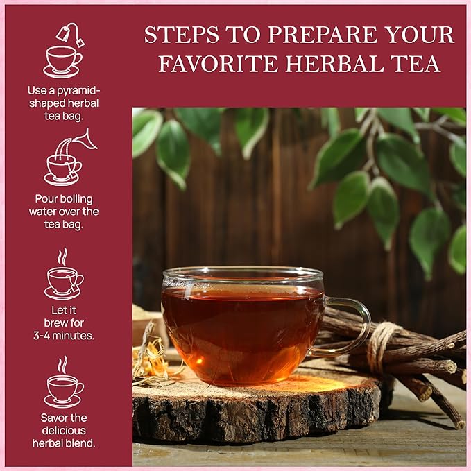 Tealeaf & Co. Licorice Root Tea Blended with Organic Spices - Pure Herbal Tea Bags with Cardamom, Ginger, Cinnamon Sticks & Licorice Root Extract - Low Caffeine - Gluten Free - 50 Teabags