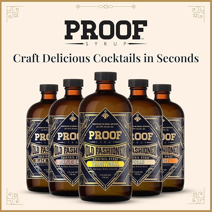 Proof Syrup - Old Fashioned Cocktail Mix - Made with Real Bitters & Cane Sugar - Orange Flavor - Fast, Easy, Delicious, Handcrafted Cocktail Syrup - 4oz