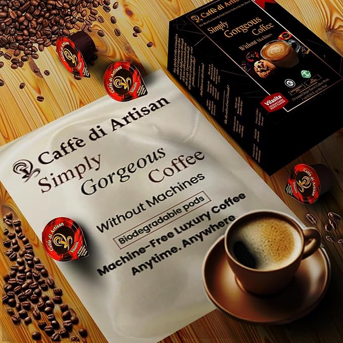 Caffè di Artisan Liquid Coffee Pods – Premium Single-Serve Coffee for Cold Brew concentrate, Iced Coffee & Hot Coffees – Machine-Free, Eco-Friendly, Ready in Seconds. Rich; Vilasita; Arabica; Medium Dark Roast – 24 Count..