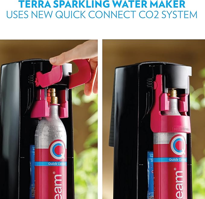 SodaStream Terra Sparkling Water Maker (Red) with CO2 and Dishwasher Safe Bottle