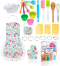 KAEGREEL Kids Baking Chef Set with Unicorn Apron and Mitt, 26pcs Kitchen Toys Kid Cooking Set with Chef Hat Spoons Whisk, Chef Supplies Role Play Gifts for Girls Boys Aged 3 4 5 6 7 8 Years Old