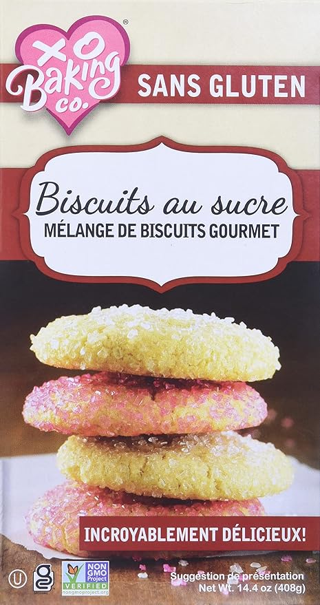 XO Baking Co. Gluten Free Sugar Cookie Gourmet Cookie Mix; Non-GMO; Kosher; Rice Free; Dairy Free; Soy Free; Peanut Free; No Preservatives; No Artificial Flavors or Colors, 14.4oz