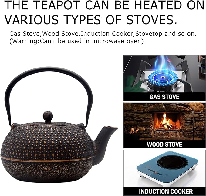 25.4oz Magnetic Glass Teapot Set with 60.9oz Cast Iron Tea Kettle for Stovetop, Small Enchanted Brewing Tea Pot, Witchcraft Magic Borosilicate Tea Set with Strainer for Loose Leaf