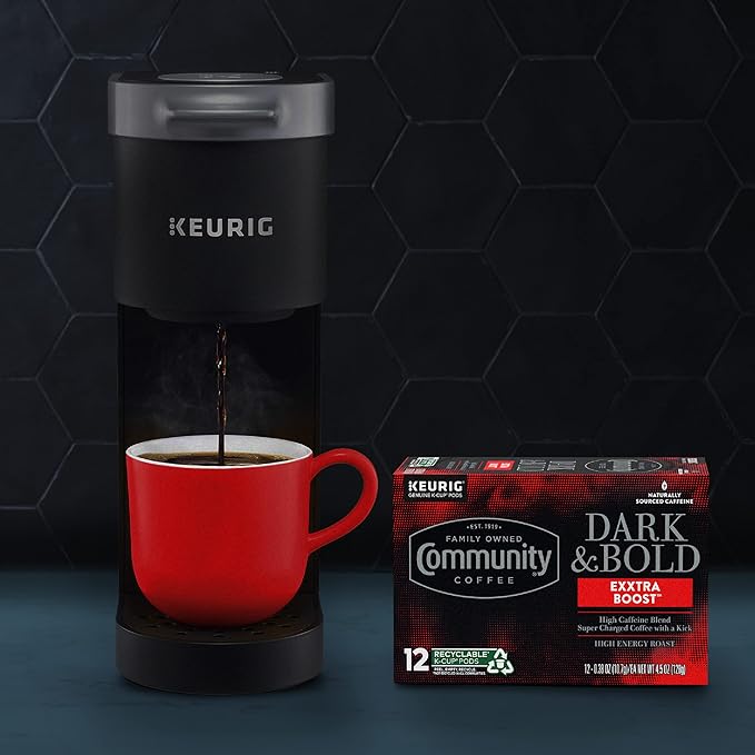 Community Coffee Dark & Bold Exxtra Boost 12 Count Coffee Pods, Compatible with Keurig 2.0 K-Cup Brewers, 12 Count (Pack of 1)