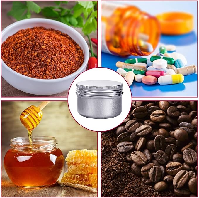6 Ounce Aluminum Cans 180 mL Screw Lid Metal Storage Tins Containers for Storing Spices, Candies, Lip Balm, Candles, 12 Pcs.