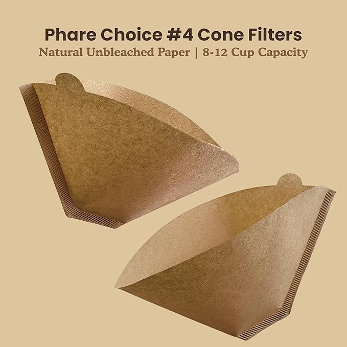 #4 Coffee Filters, 100 Count, Fits Ninja and Cuisinart 8-12 Cup Coffee Makers, Natural Unbleached Paper, No Blowout Design, Compatible with Pour Over Cones