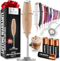 Zulay Kitchen Powerful Milk Frother Wand With 4 AA Duracell Batteries - Ultra Fast Handheld Drink Mixer - Electric Whisk Foam Maker for Coffee, Lattes, Cappuccino, Matcha & Creamer -