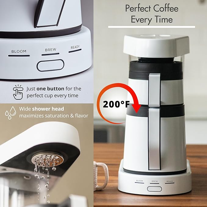 Ratio Six Series 2 Coffee Machine - Automatic Drip Coffee Maker - 1.25L/40oz - Brews 2-8 Cups - White