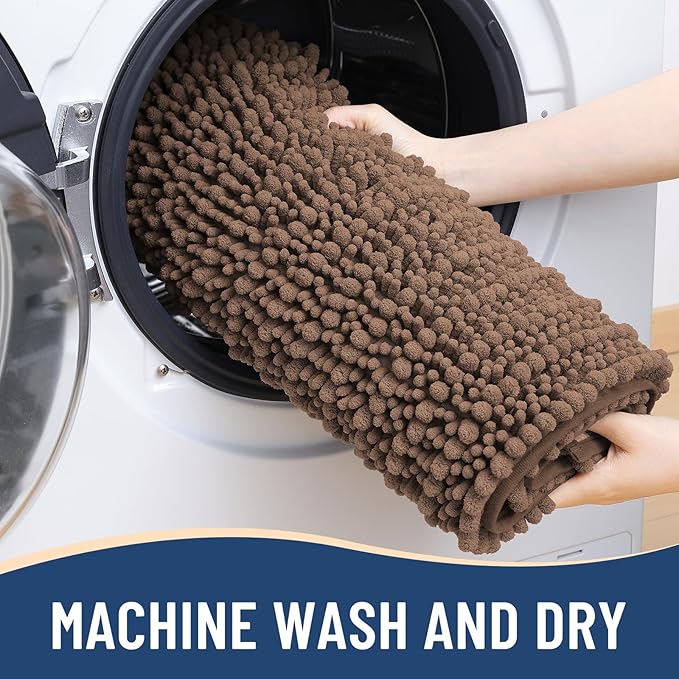 Arotive Luxury Chenille Bathroom Rug Mat, Extra Soft Thick Absorbent Shaggy Bath Rugs, Non-Slip Machine Wash Dry, Plush Bath Mats for Bathroom, Shower and Tub, 36x24, Mocha