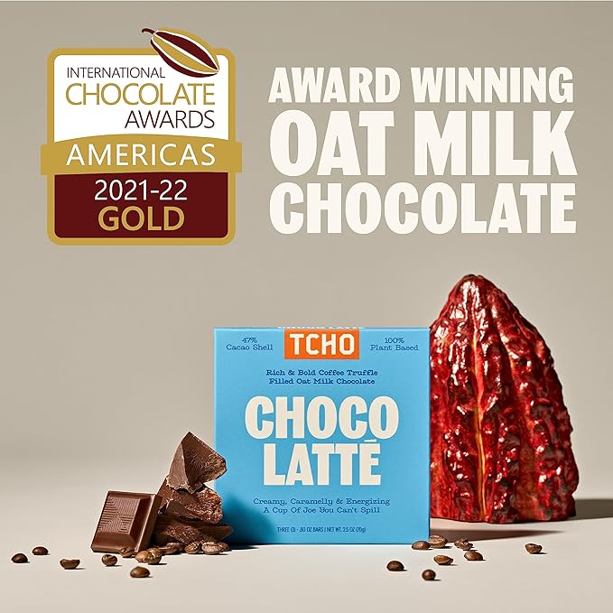 TCHO Choco Latte 47% Oat Milk Chocolate Bars (10 pack) | Plant Based, Organic & Fair Trade, | Non GMO, Non-Dairy, Vegan Chocolate, Soy Free (2.5oz each)