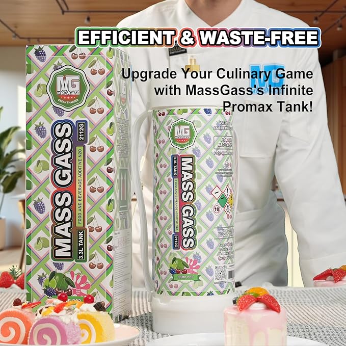 Whipped Cream Charger 3.3l Tanks,Mass Gass 2112g Whip Cream Chargers Cylinde,Food Grade 99.9%-Purity (1 Cylinder BOMB POP)