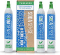 Soda Sense 60L CO2 Exchange Canister - 3 Pack, Threaded Style - Compatible with All 'Screw-In' Soda/Sparkling Water Makers, Including SodaStream BLUE Cylinder Models, Ninja Thirsti, Philips & More
