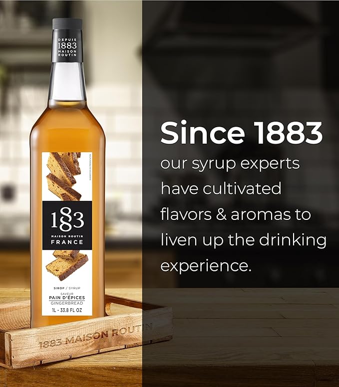 1883 Gingerbread Syrup for Coffee & Drinks – 1 Liter (33.8 fl oz) Glass Bottle