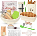 Sourdough Starter Kit, 9" Round & 10" Oval Banneton Bread Proofing Basket Set, Sourdough Starter Jar Glass, Complete Sourdough Bread Baking Supplies Making Tools Gifts for Bakers Women Mom