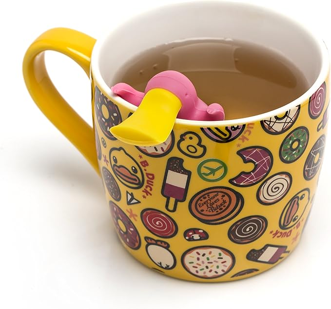 Platypus Tea Infuser Gift Set for Loose Leaf Tea, Cute Tea Steeper Pair in Lovely Gift Box, Ideal Couples Gift, Set of 2, Grey and Pink