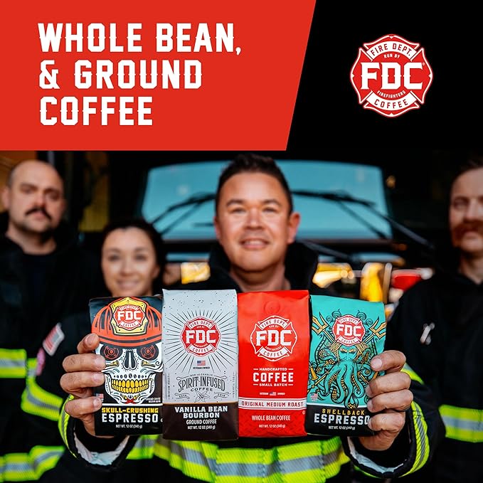 Fire Department Coffee - Gives Back to Firefighters - Balanced & Smooth Original Medium Roast Coffee Beans - Roasted in the USA - Veteran Owned -12 oz