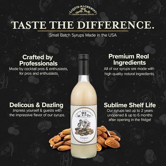 Liquid Alchemist Orgeat Syrup for Cocktails - Real Ingredients Make Our Almond Syrup the Perfect Mai Tai Mix - Non-GMO, Gluten Free & Vegan (25 oz)