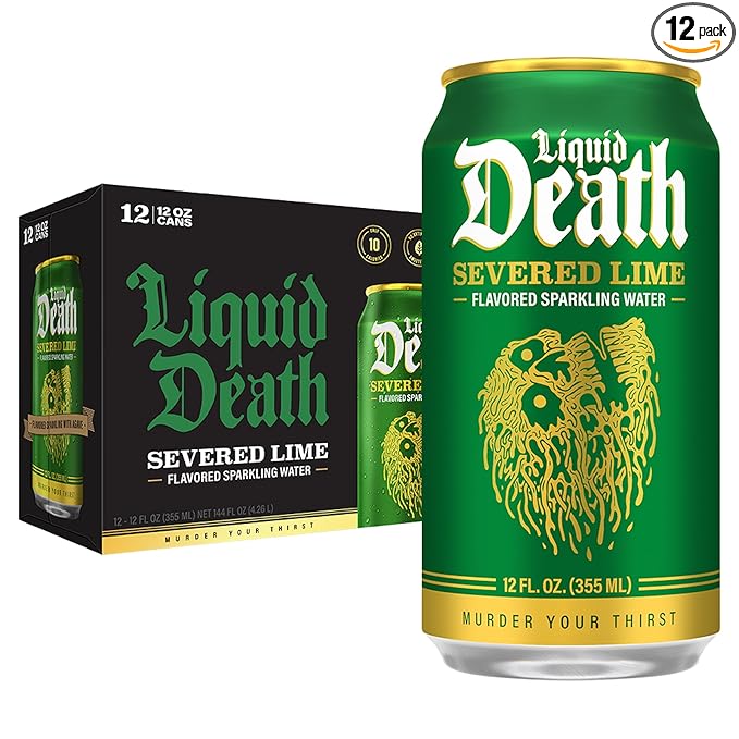 Liquid Death, Severed Lime, Soda-Flavored Sparkling Water, 12-Pack (12oz Cans), Low Sugar, Huge Flavor & No Artificial Sweeteners