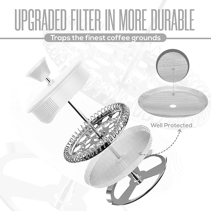 Utopia Kitchen 12 Ounce 0.35 Liter French Press Coffee Maker, Tea Maker, Travel Coffee Presses, Heat Resistant Thickened Borosilicate Coffee Pot for Camping Travel Gifts, White Pack of 1