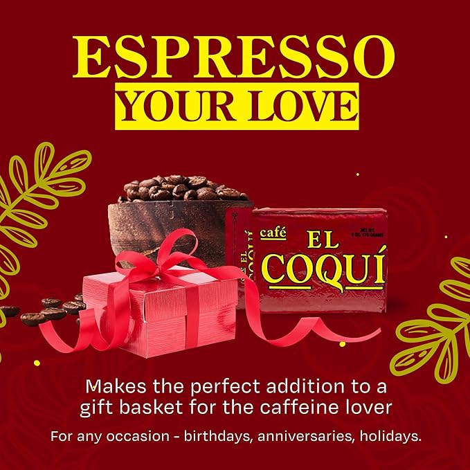 El Coquí Dark Roast Espresso Ground Coffee, Rich, Ground Coffee, Bulk Coffee, Authentic Puerto Rican Style Coffee, Vacuum Sealed, Ground Espresso Beans, 6 oz (12 pack)