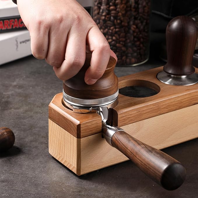 58mm Bottomless Portafilter with Double Shot Filter Basket & Wood Handle for Gaggia Classic, Espresso Pure, Color, Dose, Evolution, Baby Twin and More Semi-Automatic Espresso Machine