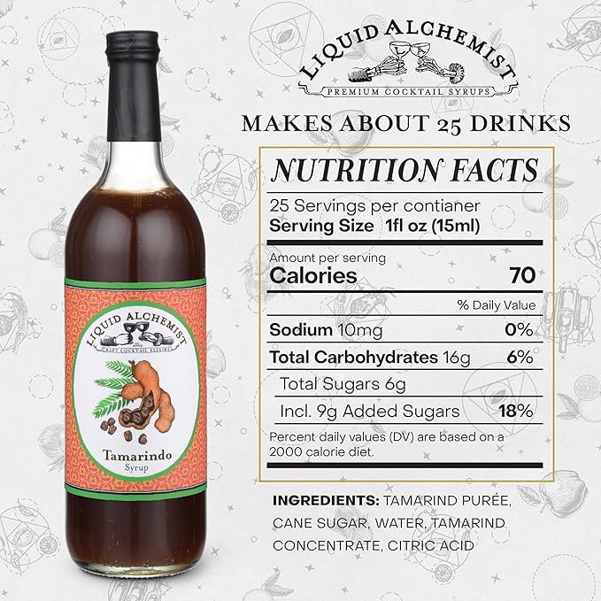 Liquid Alchemist Tamarind Syrup for Cocktails - Real Ingredients Make our Tamarindo Syrup the Perfect Spicy Margarita Mix - Made Fresh with All Natural Tamarind Concentrate (25 oz)