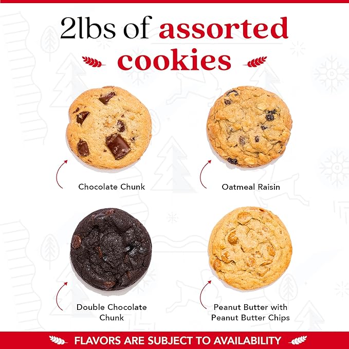 David’s Cookies Happy Holidays Assorted Cookies Gift Tin – 2lbs Soft and Gourmet Christmas Cookies Tin – Freshly Baked Holiday Cookies Gift Basket - All Natural and Handmade Christmas Cookies