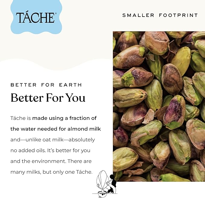 Táche Unsweetened Barista Pistachio Milk, Plant-Based Pistachio Creamer for Coffee and Lattes, Frothy, Vegan Pistachio Cream with No Added Oil, Dairy-Free Milk Alternative, (32oz, 6-Pack)
