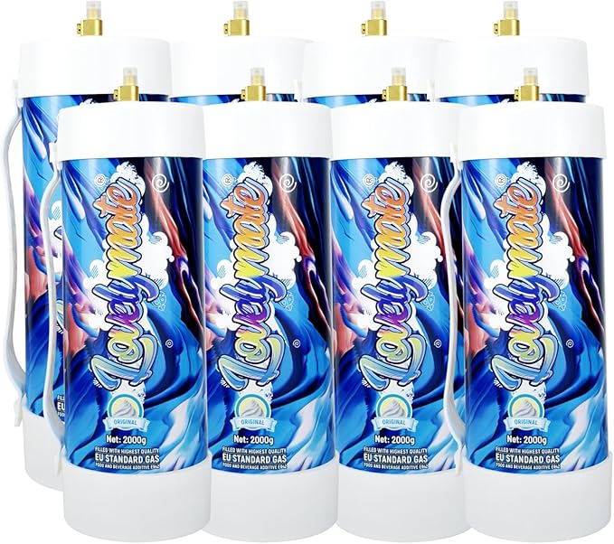 Whipped Cream Charger Tank 3.3L 2000G Whip Cream Charger Cylinder Food Grade Flavored (Tips Included) (8, Original)