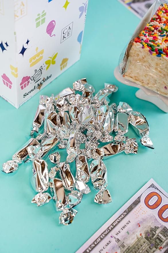 Celebration Billionaire Box by Send A Cake, Ready to Gift, No Assembly Required with Music, Sweet Caramels & Delicious 3" Rainbow Sprinkle Crispy Cake - Gift for Women, Men, Sister, Mom, Dad, Best Friend, Adults, Kids
