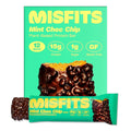 Misfits Vegan Protein Bars, Mint Chocolate Chip | Plant Based, Low Sugar & Carb, High Fiber Snacks | Pack of 12