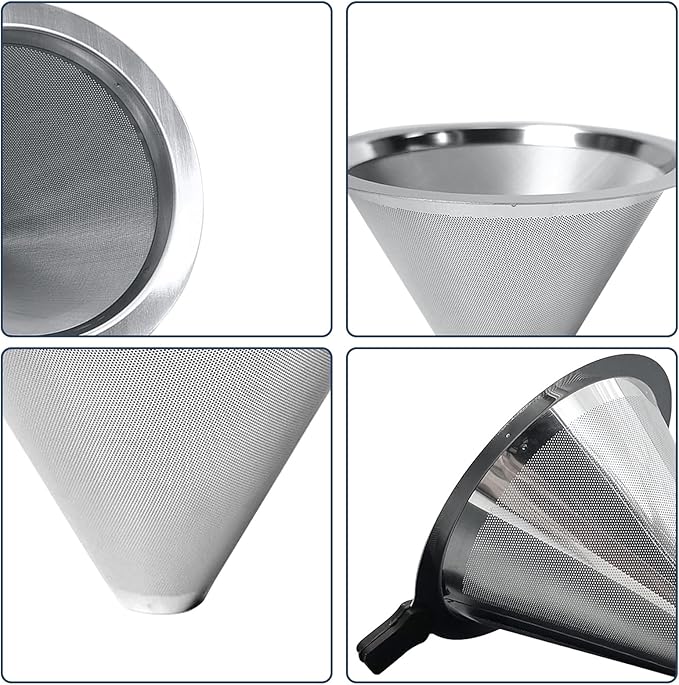 Pour Over Coffee Dripper-Stainless Steel Coffee Filter,Reusable Drip Cone Coffee Filter Portable Pour for 1-4 Cup (Without base, S)