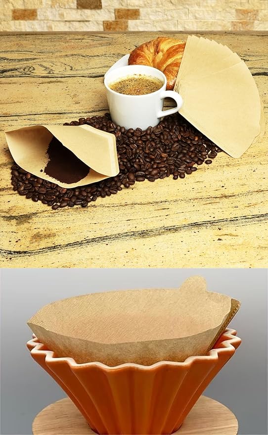 Cone Filters #2 for Coffee Makers - Tear-Resistant Paper, Sustainable Material, Say Goodbye to Coffee Grounds in Your Brew (50, Whitehite)