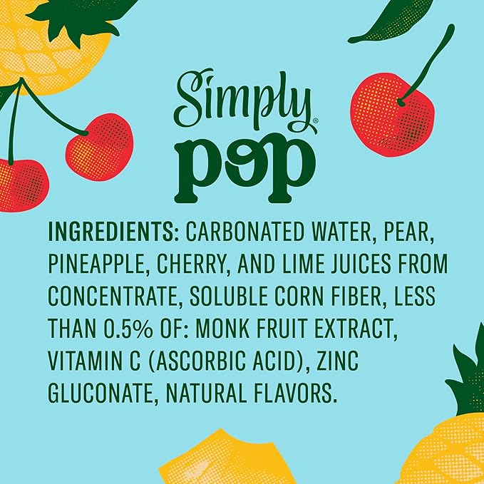 Simply POP Prebiotic Soda Fruit Punch Cans, 12 fl oz, 12 Pack