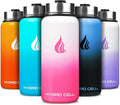 HYDRO CELL Stainless Steel Insulated Water Bottle with Straw - For Cold & Hot Drinks - Metal Vacuum Flask with Screw Cap and Modern Leakproof Sport Thermos for Adults (White/Pink 32oz)