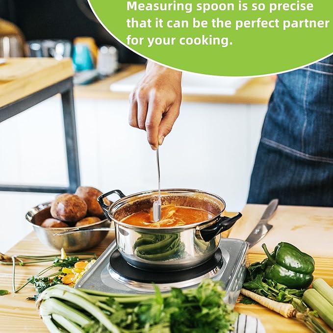 2 Pcs 1 Tablespoon(15 mL | 3 Tsp | 1 Tbsp | 15 cc | 1/2 oz) Stainless Steel Single Measuring Spoon, Long Handle Metal Measuring Spoon, Kitchen Gadgets for Cooking & Baking